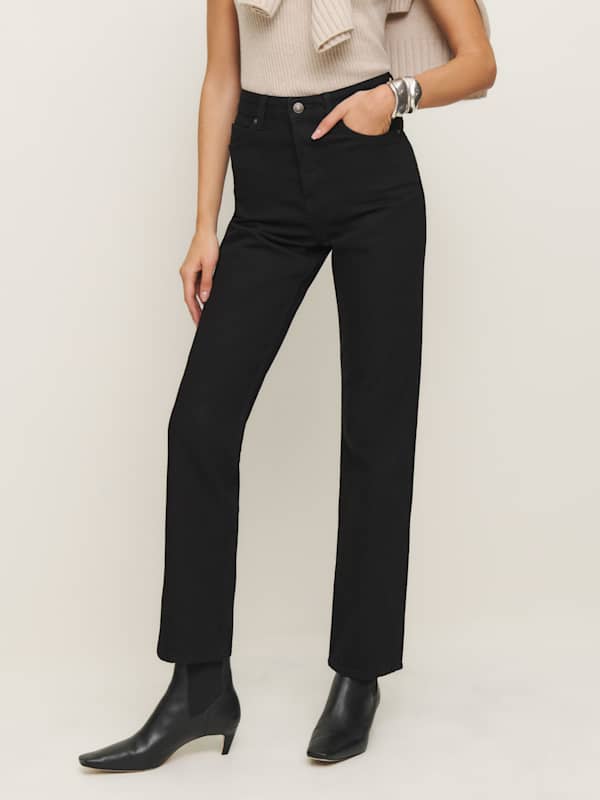 Cynthia High Rise Straight Jeans - Black