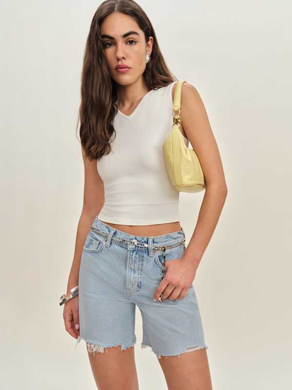 Short décontracté en denim taille mi-haute Raye, 15 cm - Yarra