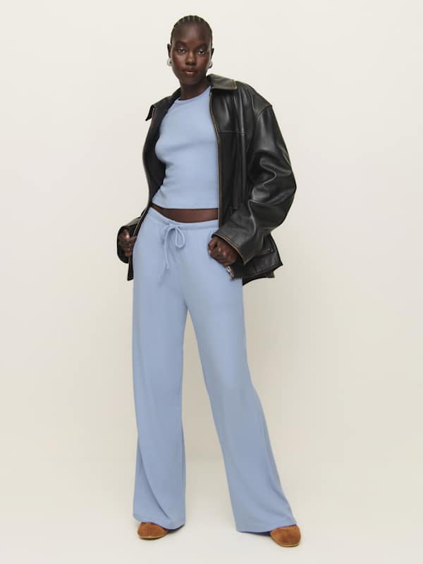 Pantalon en maille Olina - Eau glacée