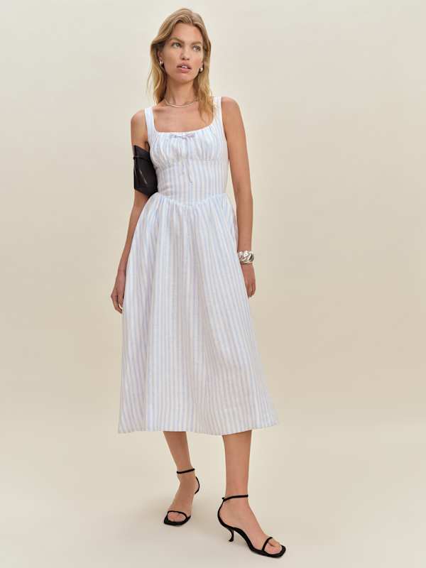 Robe en lin Balia - Rayures Cygne