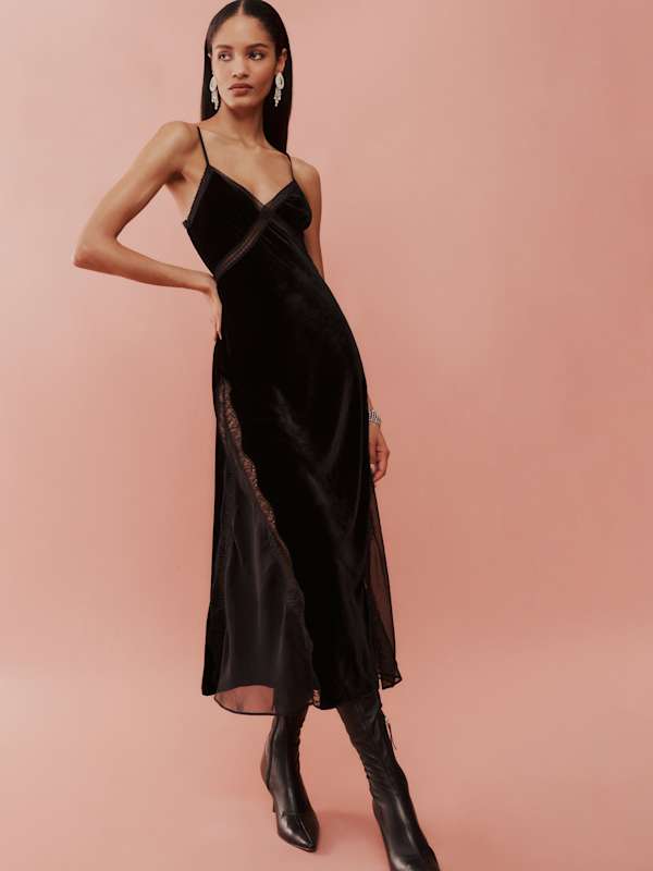 Robe en velours Ziah - Noir