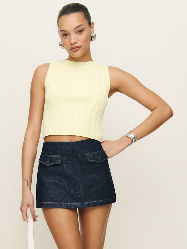 Jupe-short en denim à taille haute Imogen - Marion