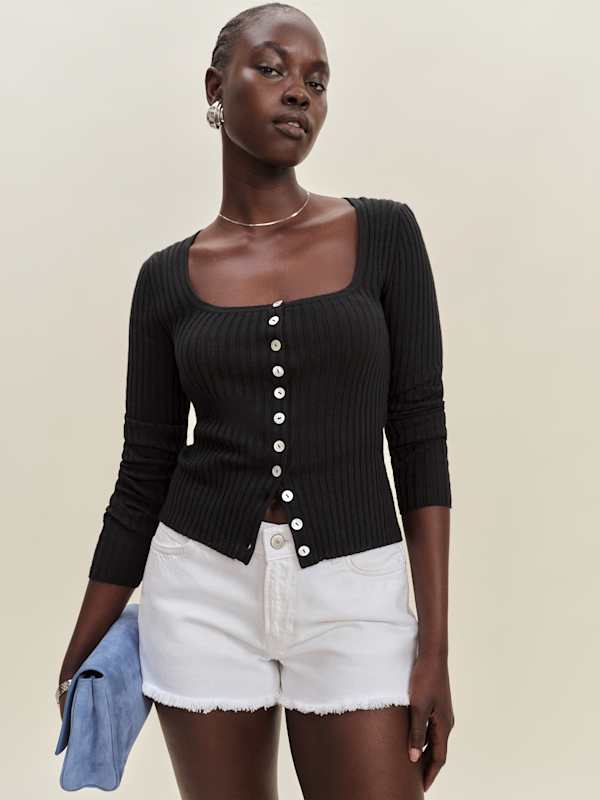 Cardigan en lin et coton Celia - Noir