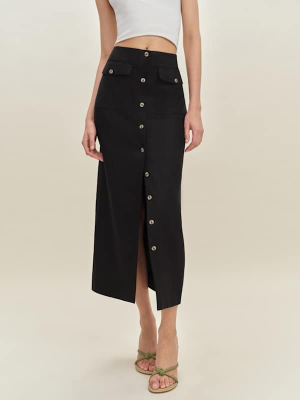 Jupe en lin Britt - Noir